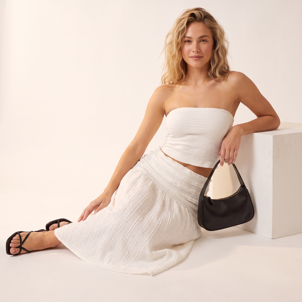 Odelia maxi-rok met structuur