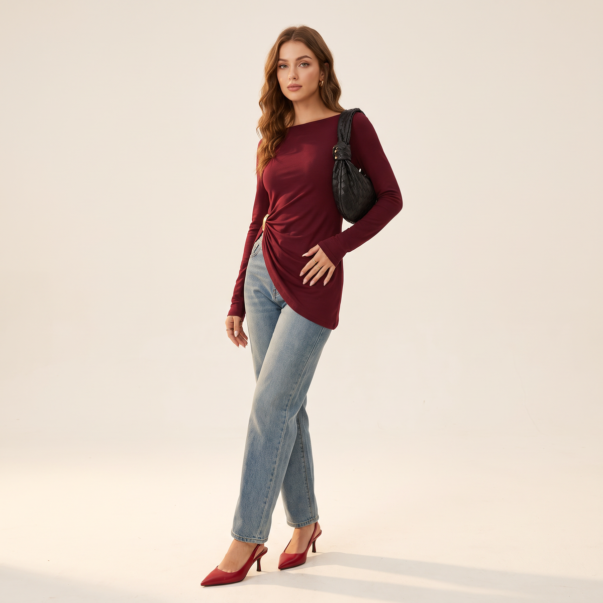 Orella asymmetrische top met ringdetail