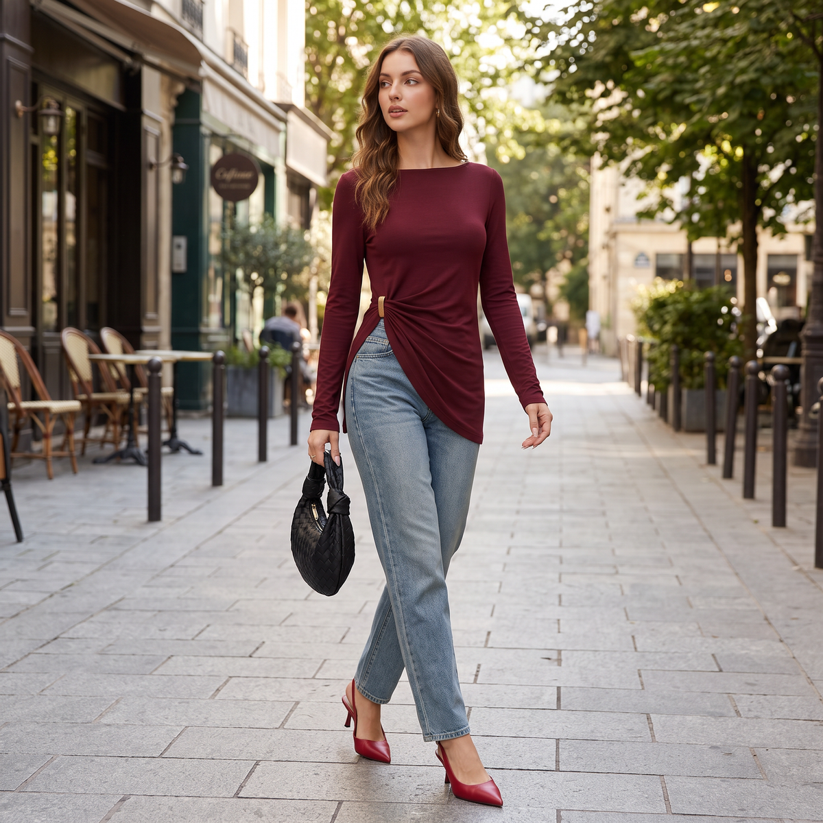 Orella asymmetrische top met ringdetail