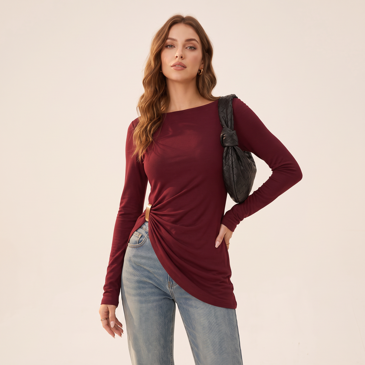 Orella asymmetrische top met ringdetail