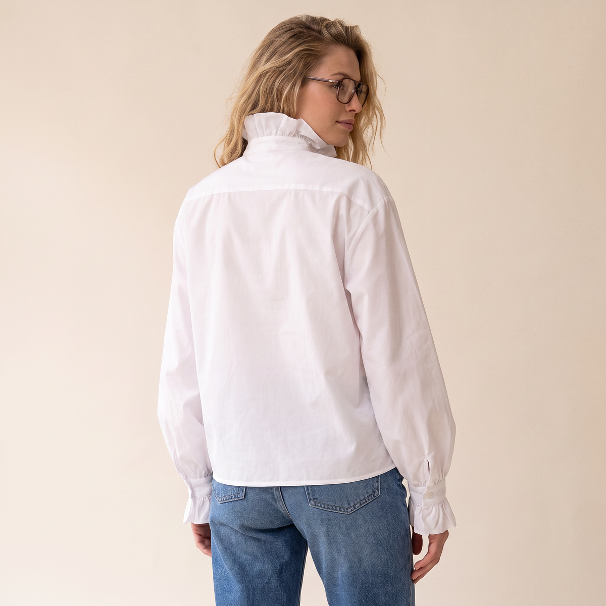 Orlisse katoenen blouse met rucheskraag