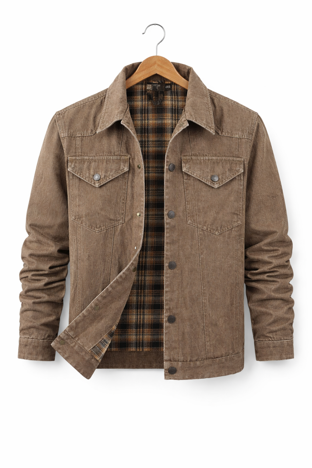 Men’s Button Front Lined Denim Jacket for Outdoor Wear