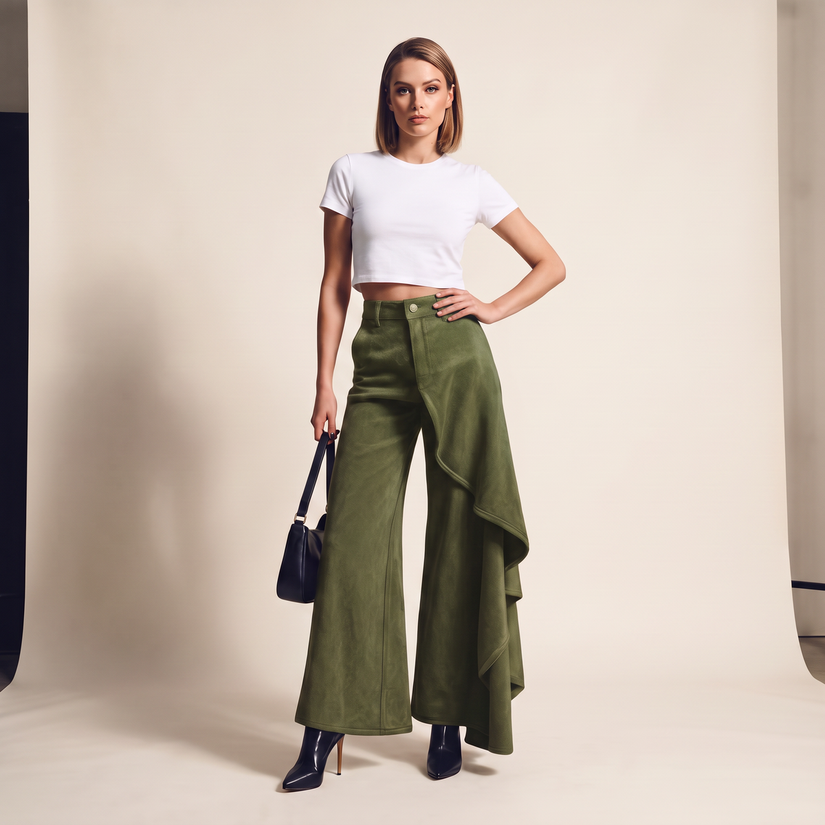 Ravessa wijde broek met gedrapeerd detail