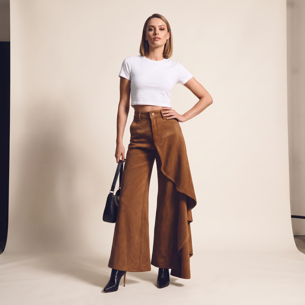 Ravessa wijde broek met gedrapeerd detail