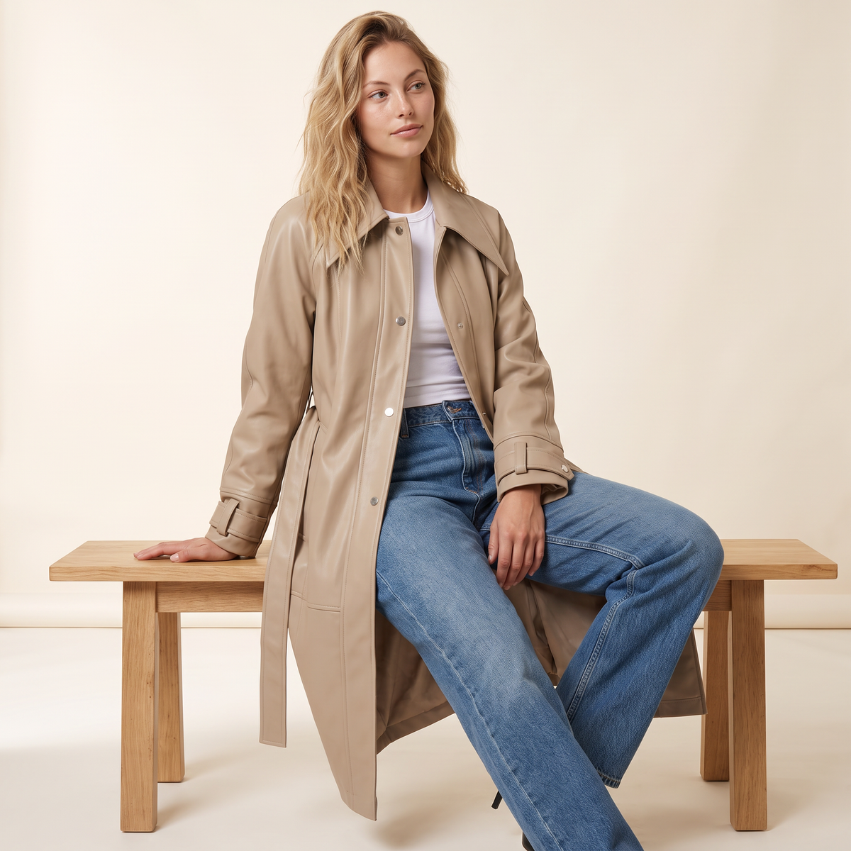 Rellina lange trenchcoat met ceintuur