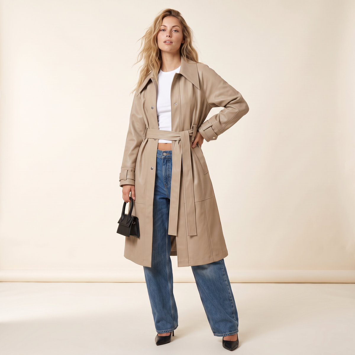 Rellina lange trenchcoat met ceintuur