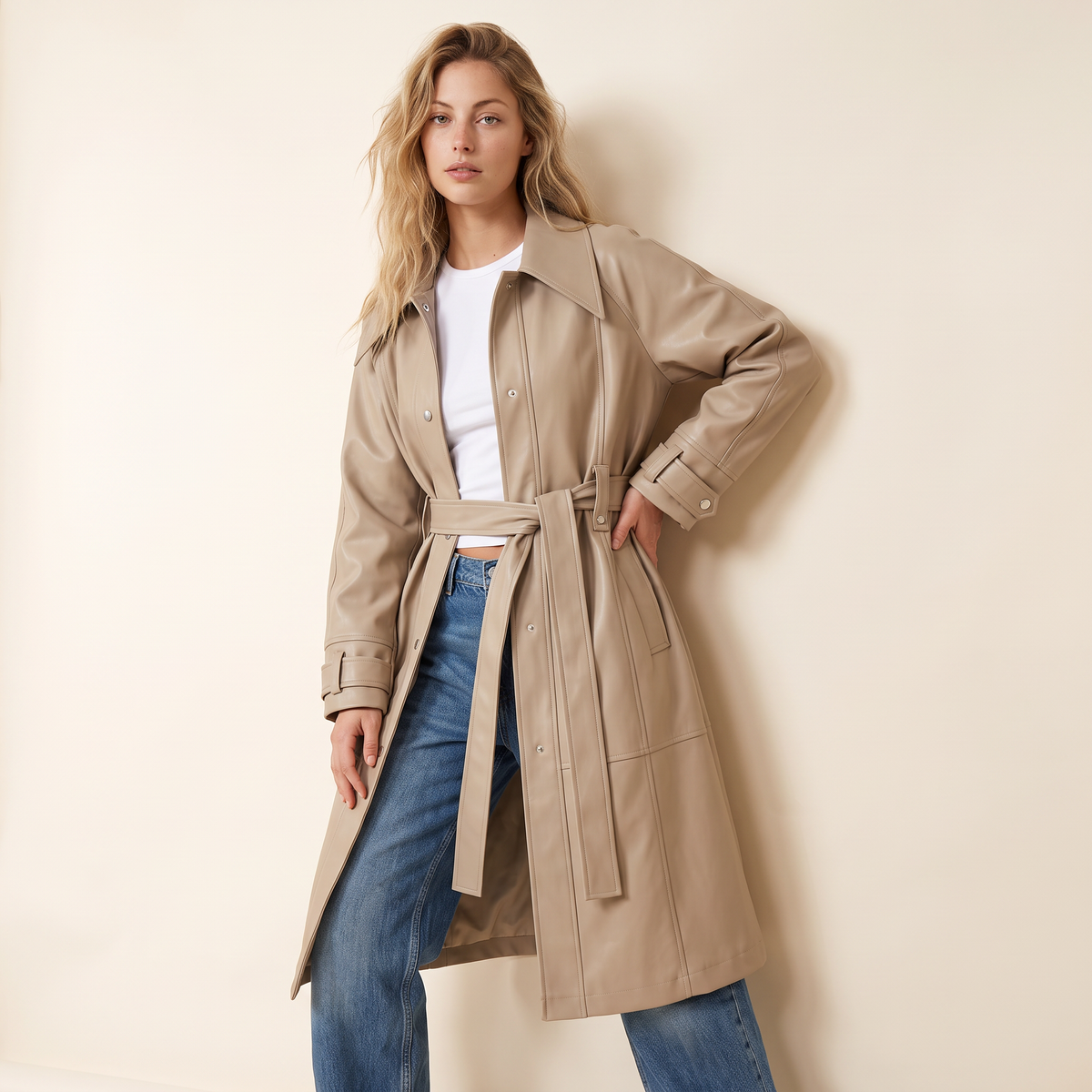 Rellina lange trenchcoat met ceintuur