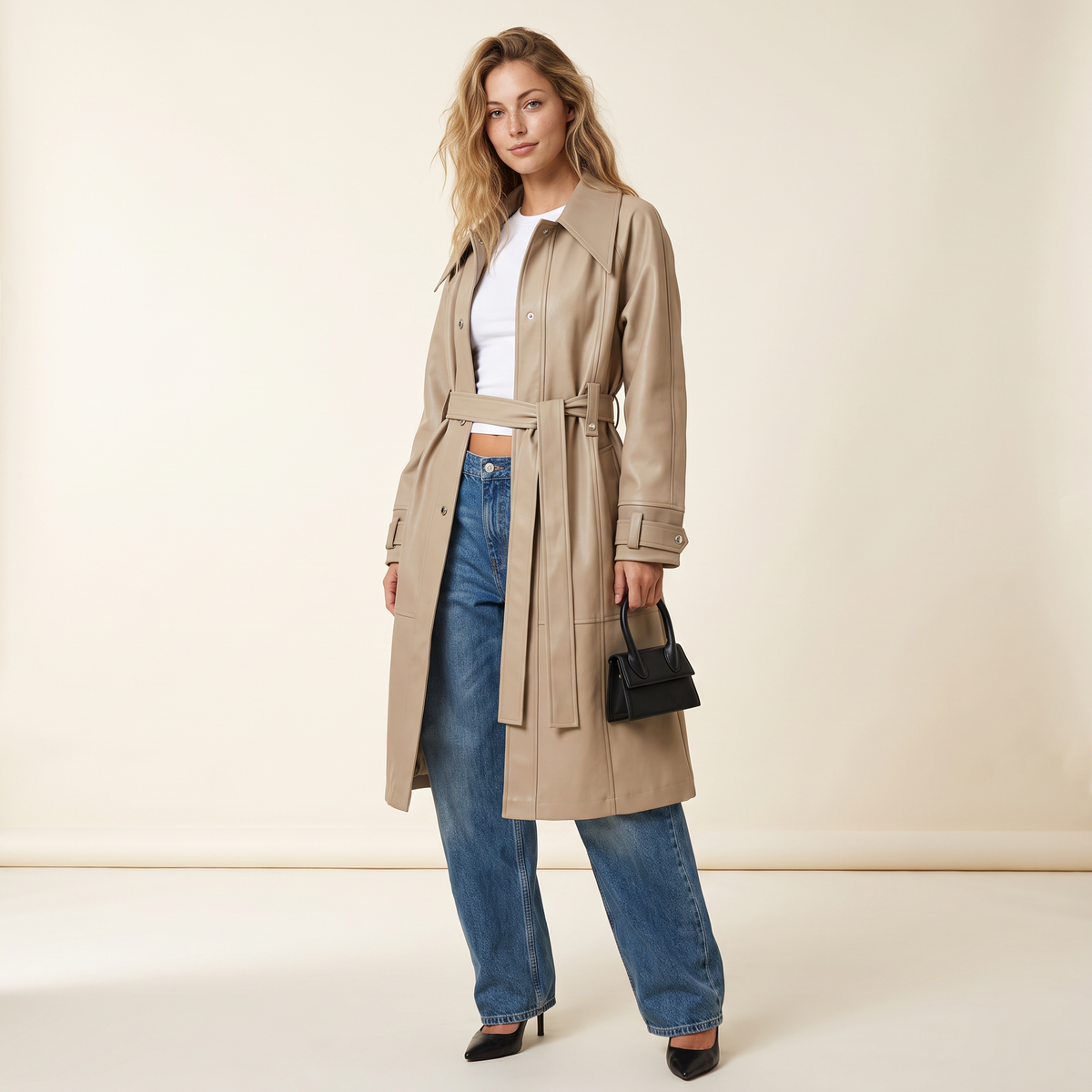 Rellina lange trenchcoat met ceintuur