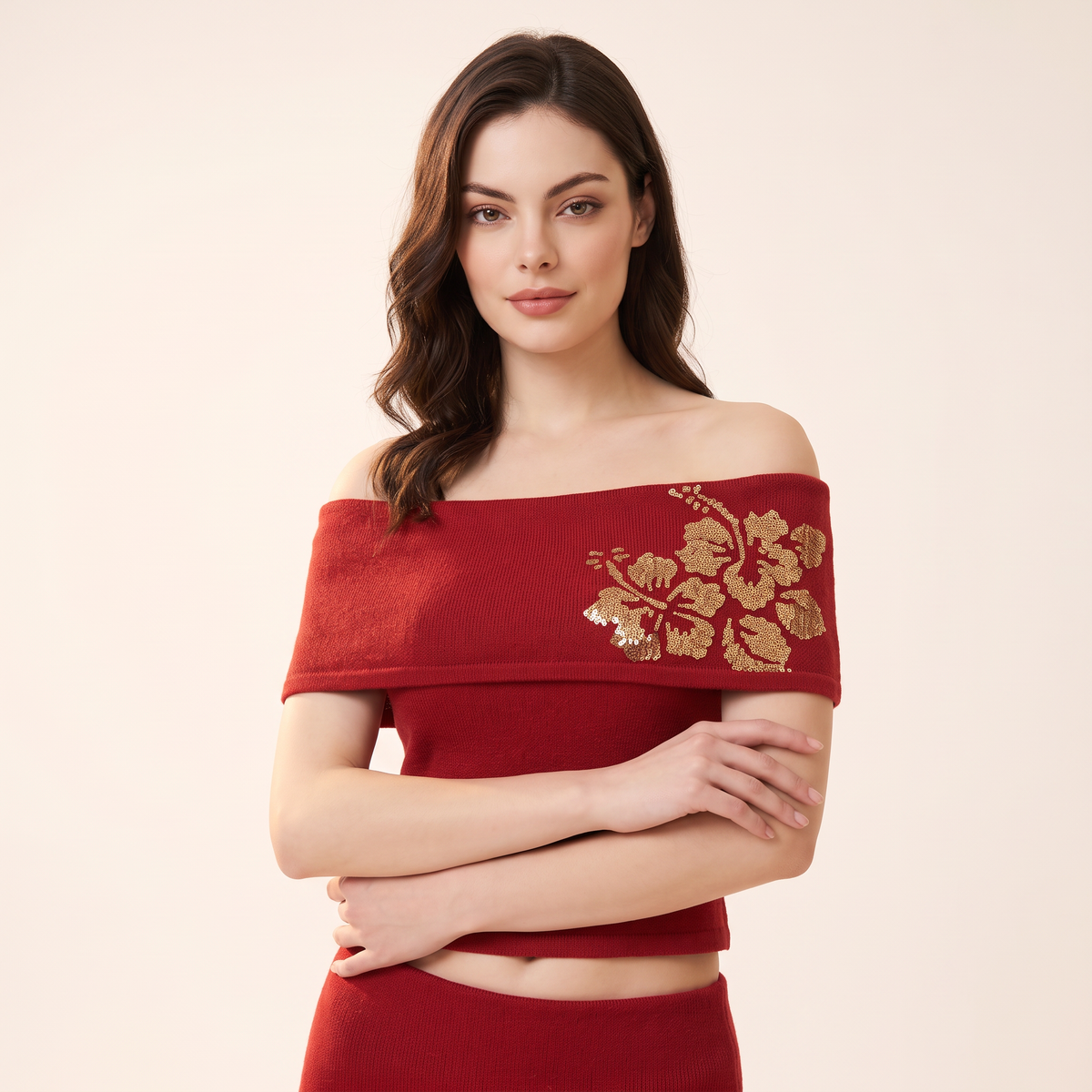 Rubessa Rode Off-Shoulder Top- en Rokset