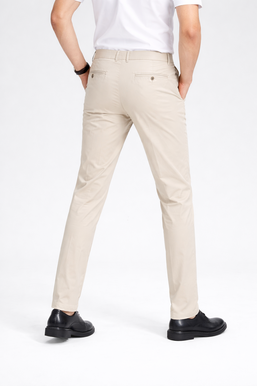 Straight Fit Stretch Tailored Dress Trousers