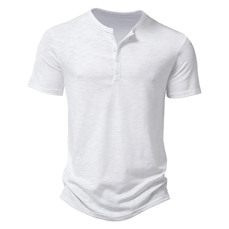 Men’s Short Sleeve Henley Shirt With Button Placket
