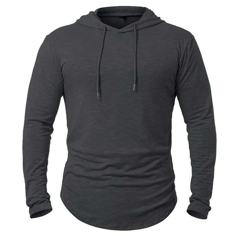 Men’s Long Sleeve Hooded Shirt With Drawstring