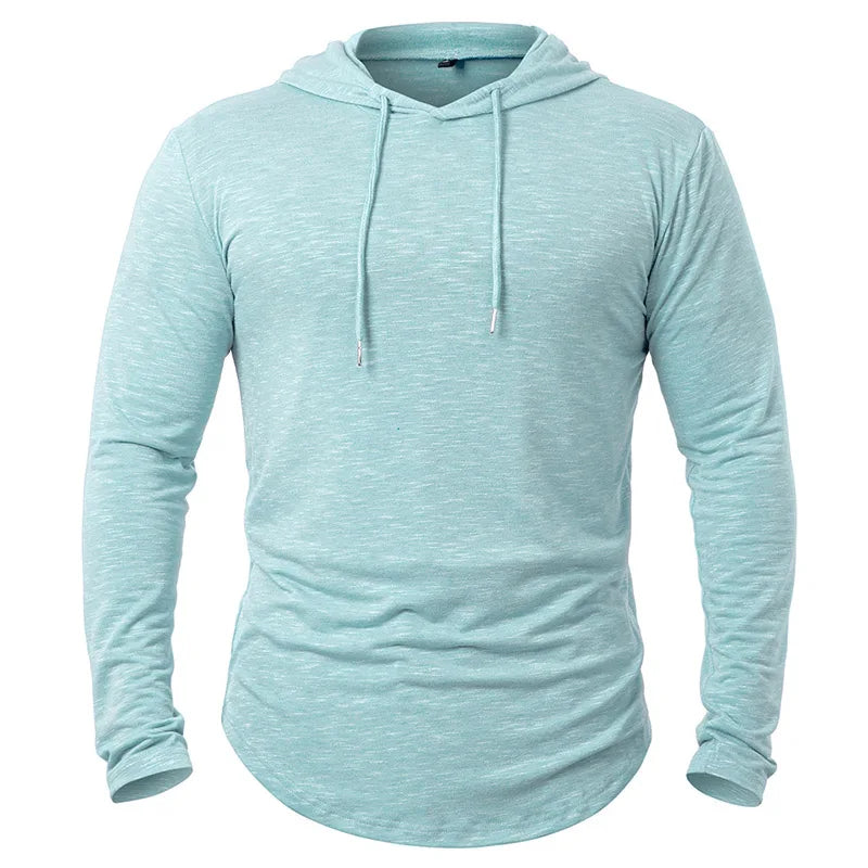 Men’s Long Sleeve Hooded Shirt With Drawstring