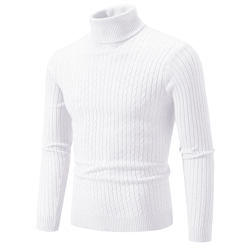 Men’s Cable Knit Turtleneck Long Sleeve Sweater