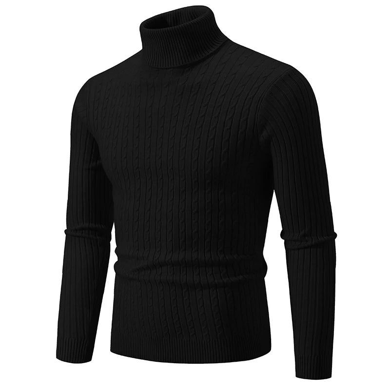 Men’s Cable Knit Turtleneck Long Sleeve Sweater