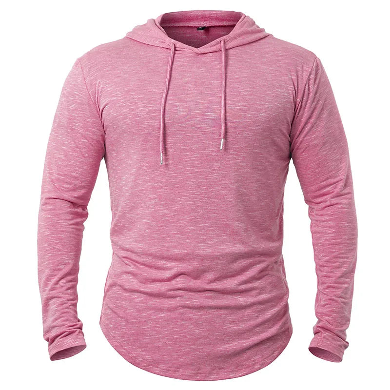 Men’s Long Sleeve Hooded Shirt With Drawstring