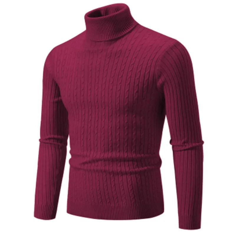 Men’s Cable Knit Turtleneck Long Sleeve Sweater