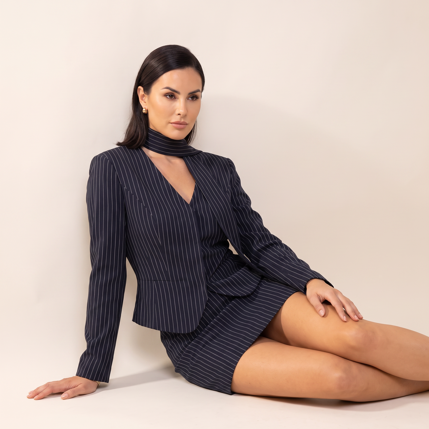 Evelina Krijtstreep Blazer- en Minirokset