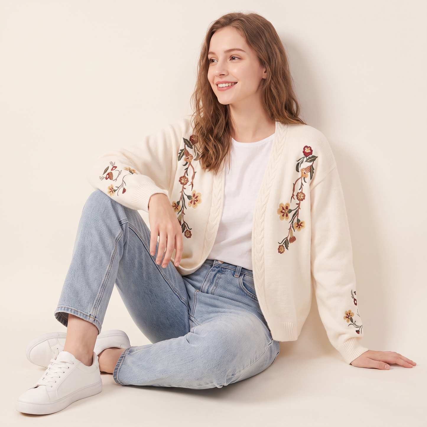 Maris vest met bloemenborduursel