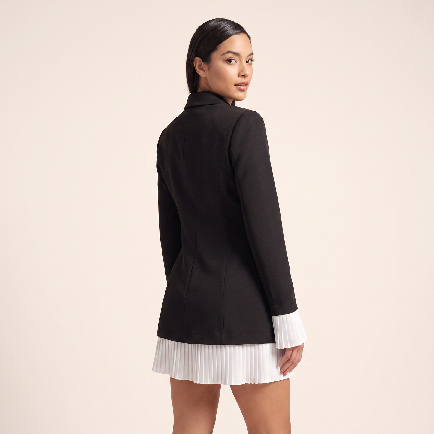 Verena Blazer Mini-jurk met Geplisseerde Randen