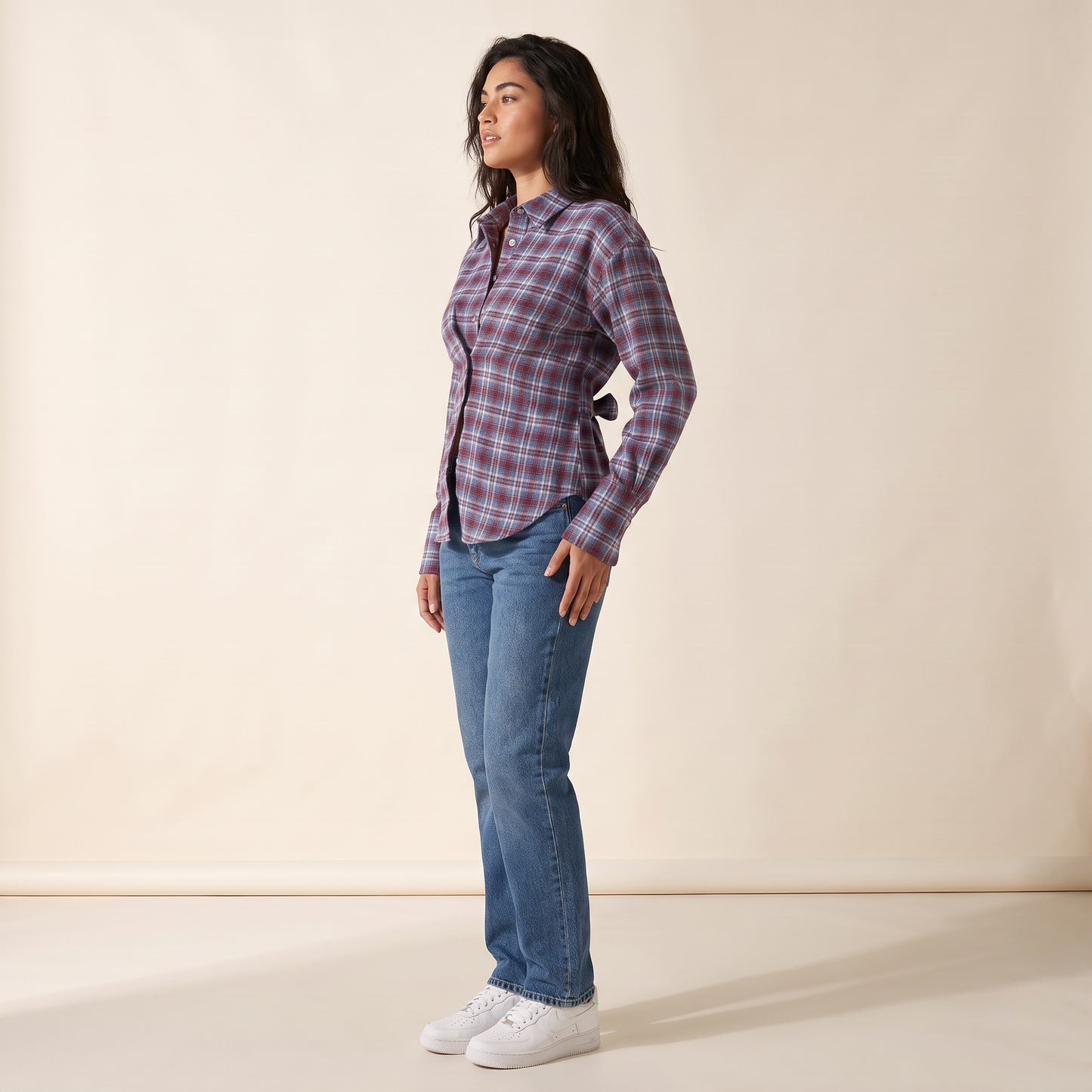 Dahlia Geruite Blouse met Tailleband