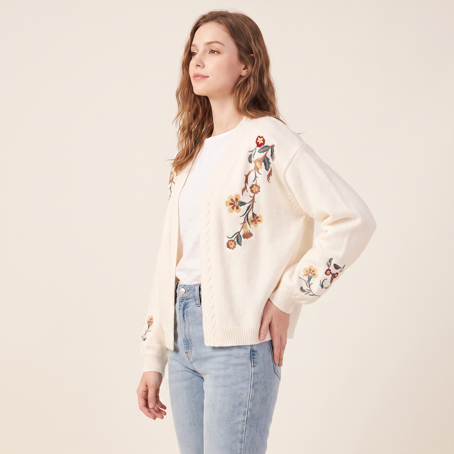 Maris vest met bloemenborduursel
