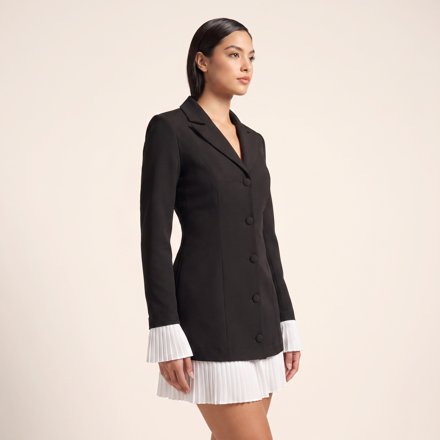 Verena Blazer Mini-jurk met Geplisseerde Randen
