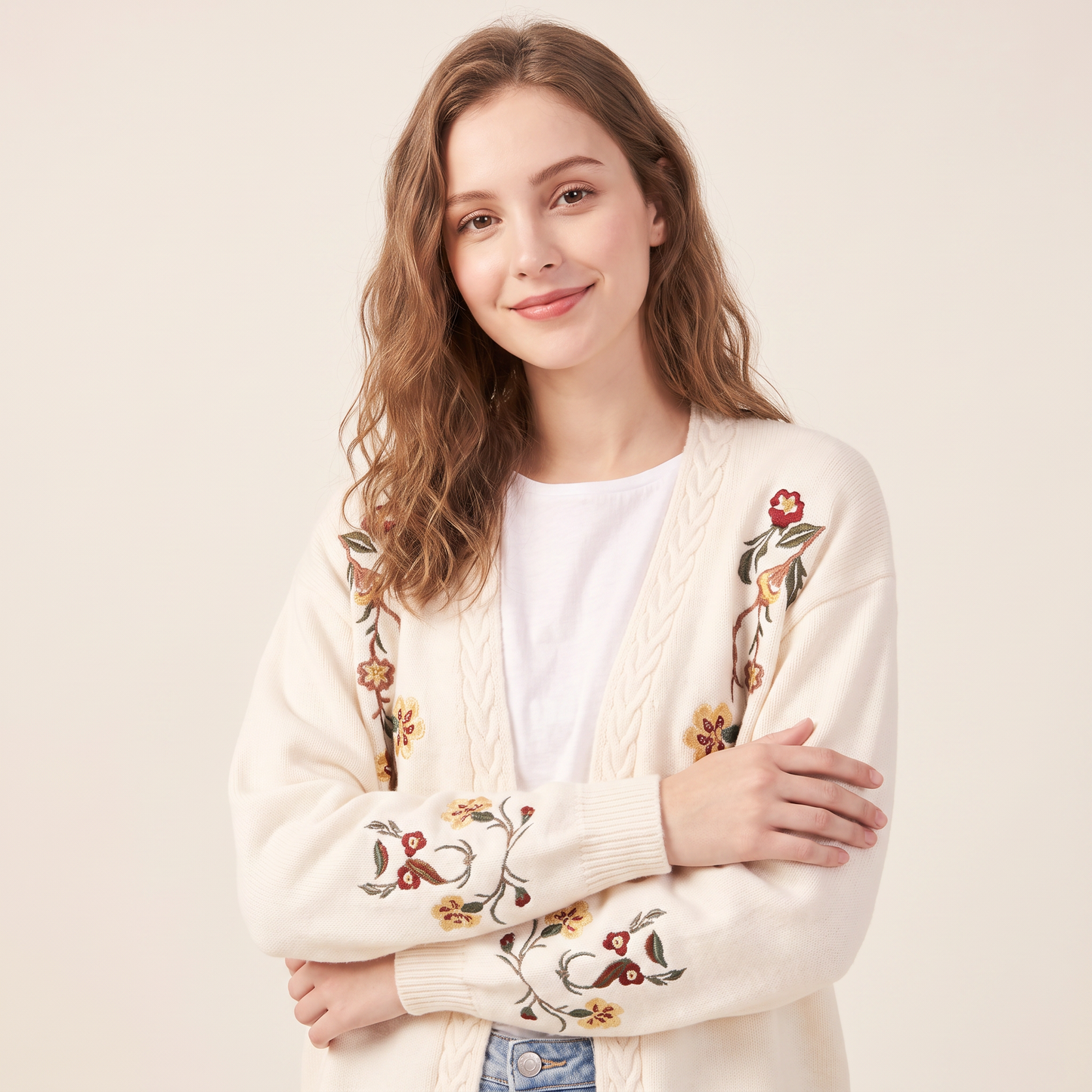 Maris vest met bloemenborduursel