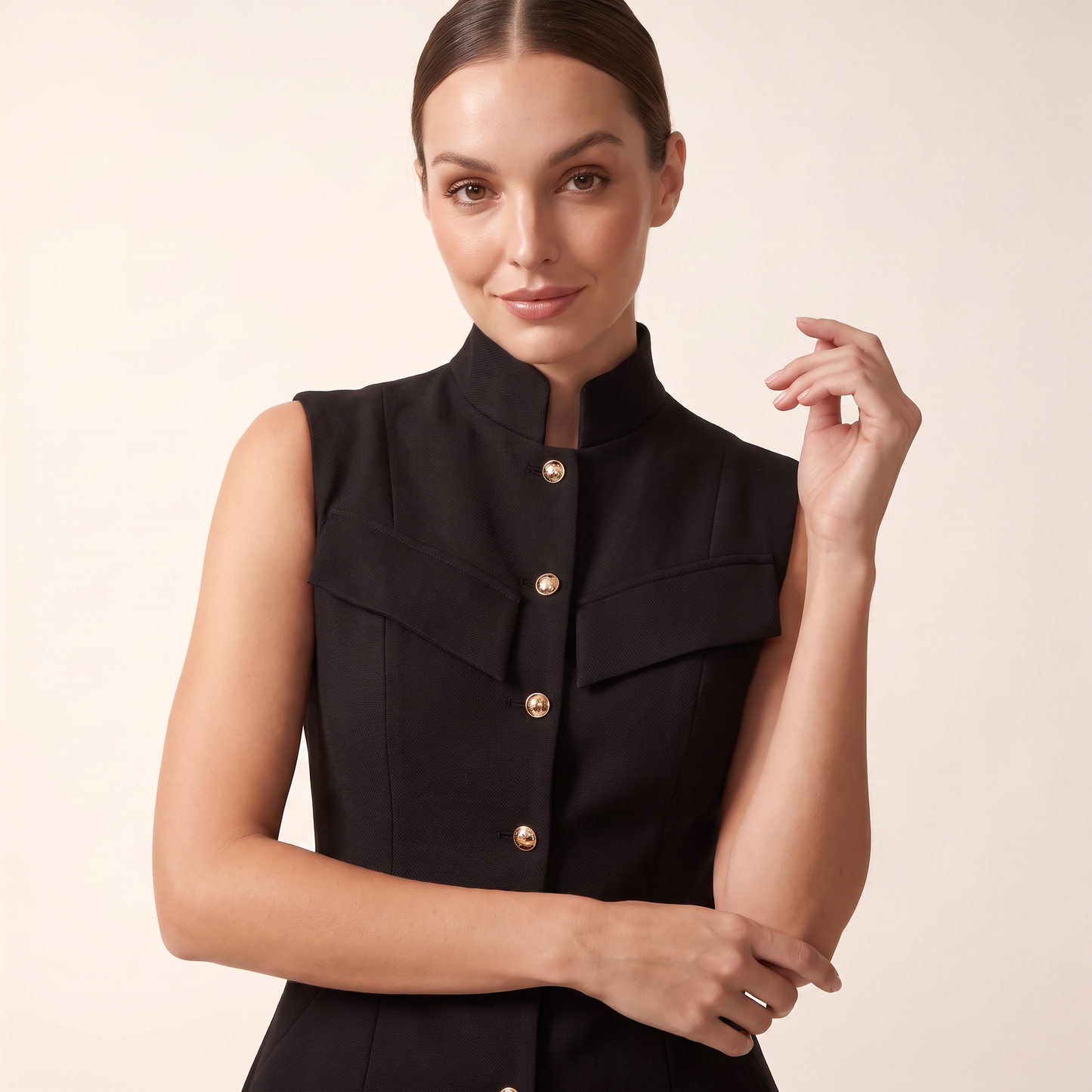 Lucienne peplumgilet met hoge kraag