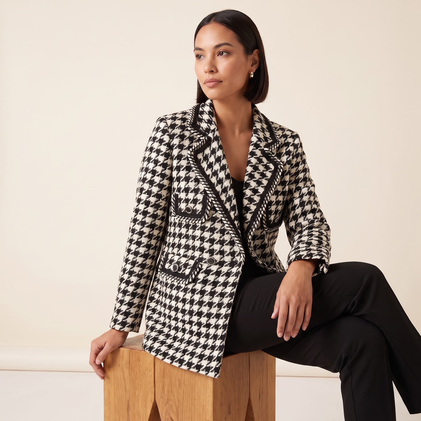 Vivienne Tweed Blazer met Pied-de-poule