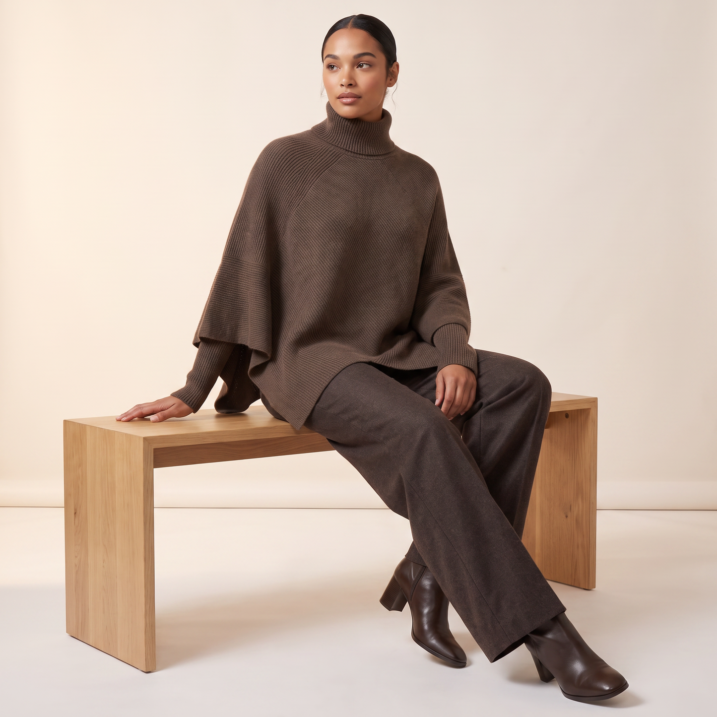 Alessia gelaagde cashmere poncho