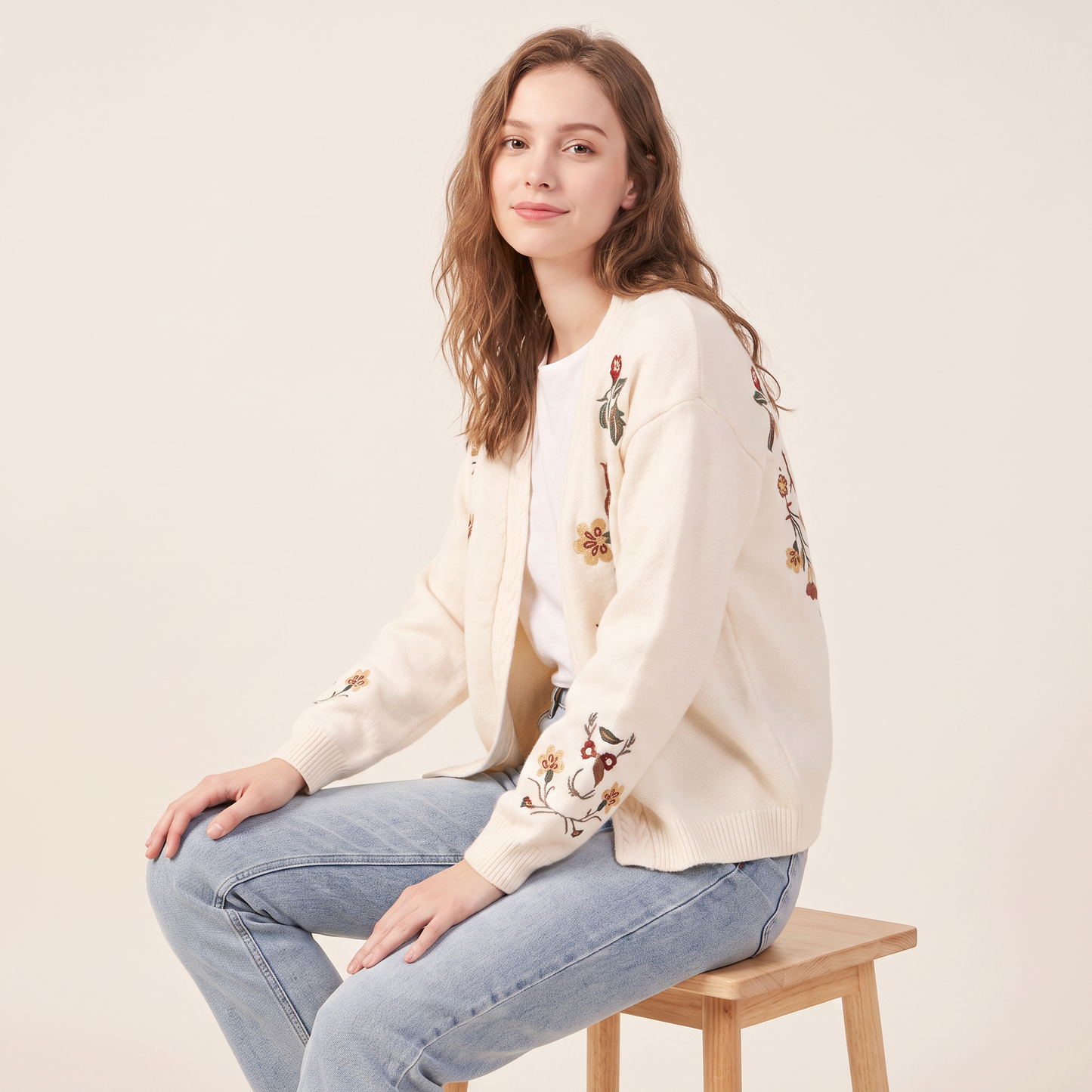 Maris vest met bloemenborduursel