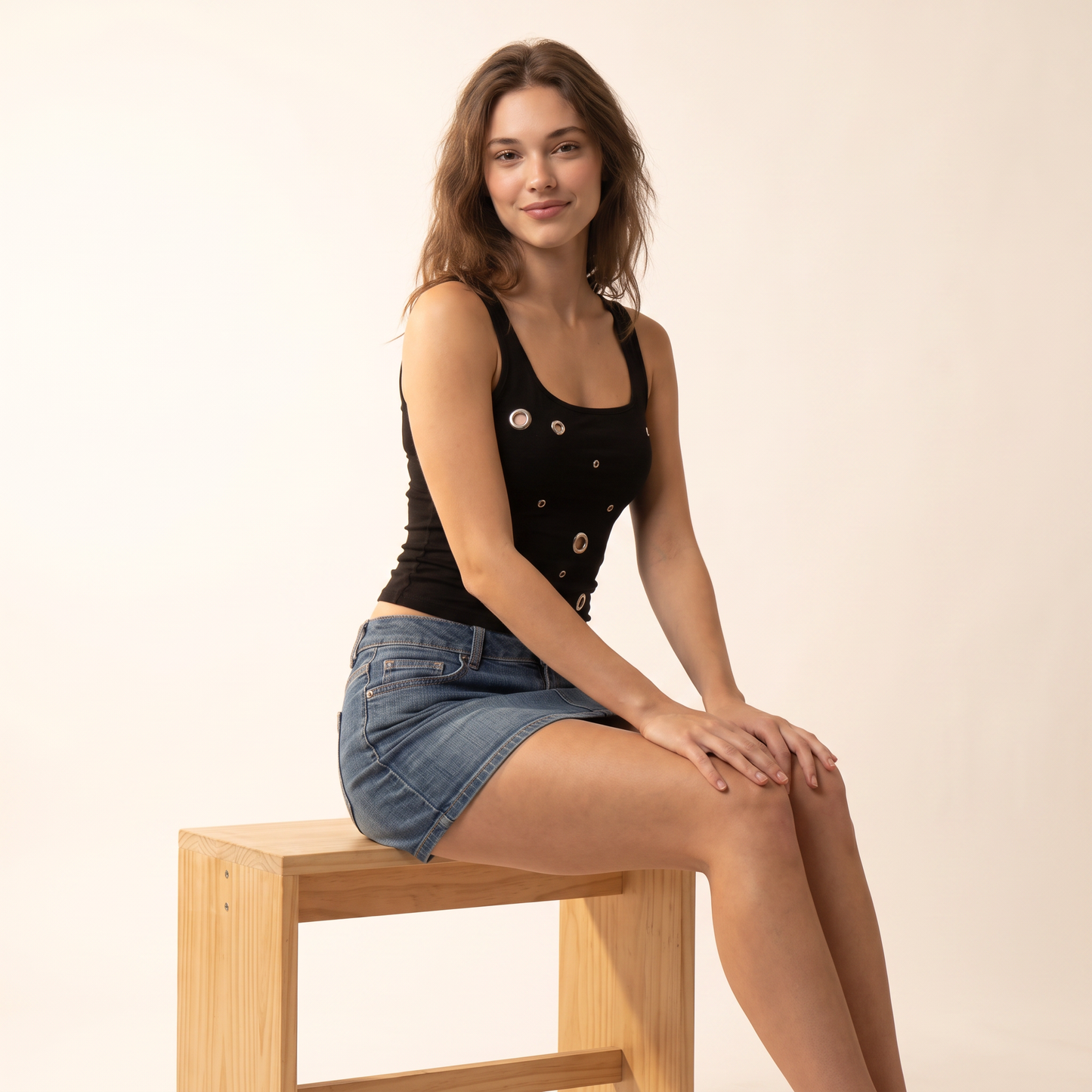 Zadie Korte Tanktop met Metalen Oogjes