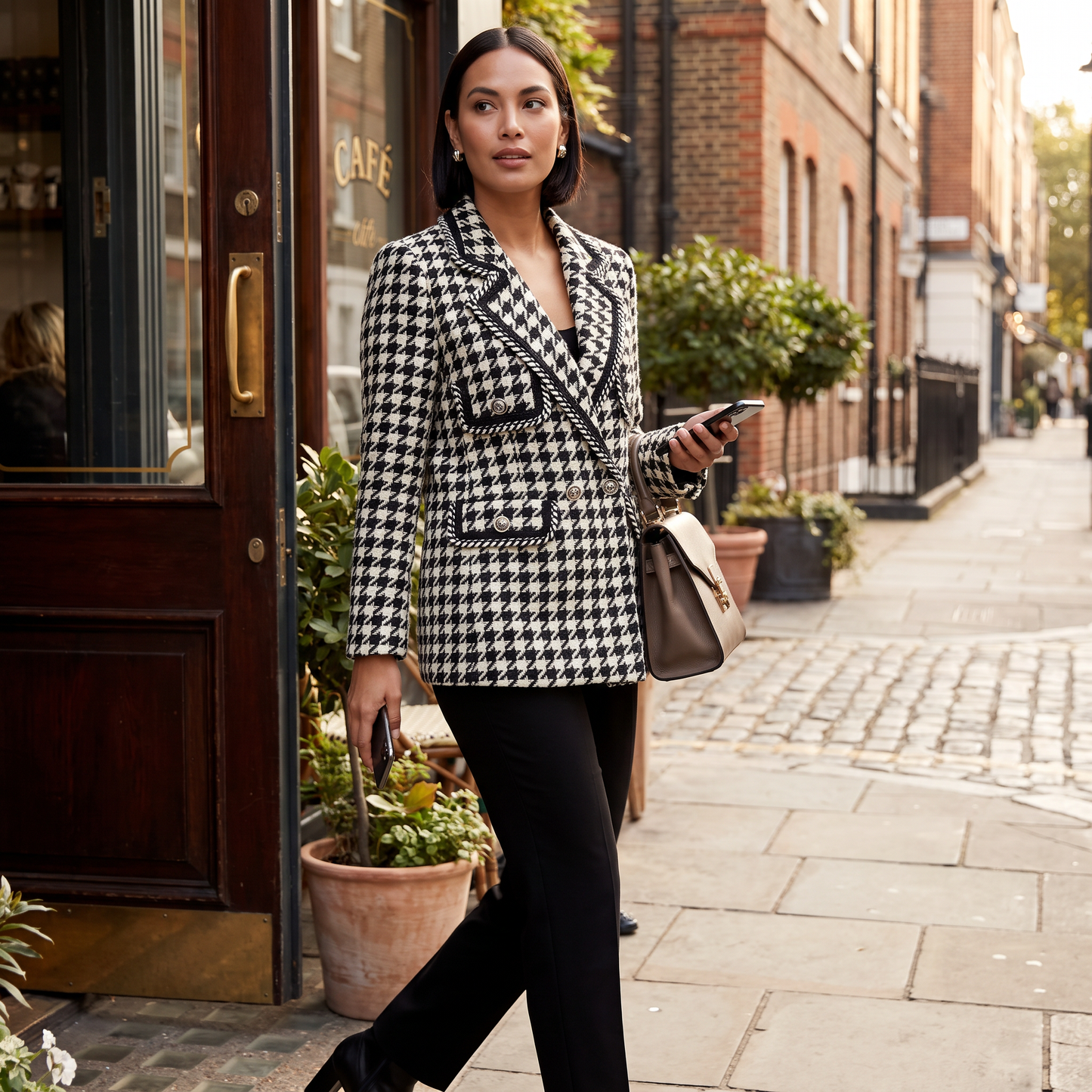 Vivienne Tweed Blazer met Pied-de-poule