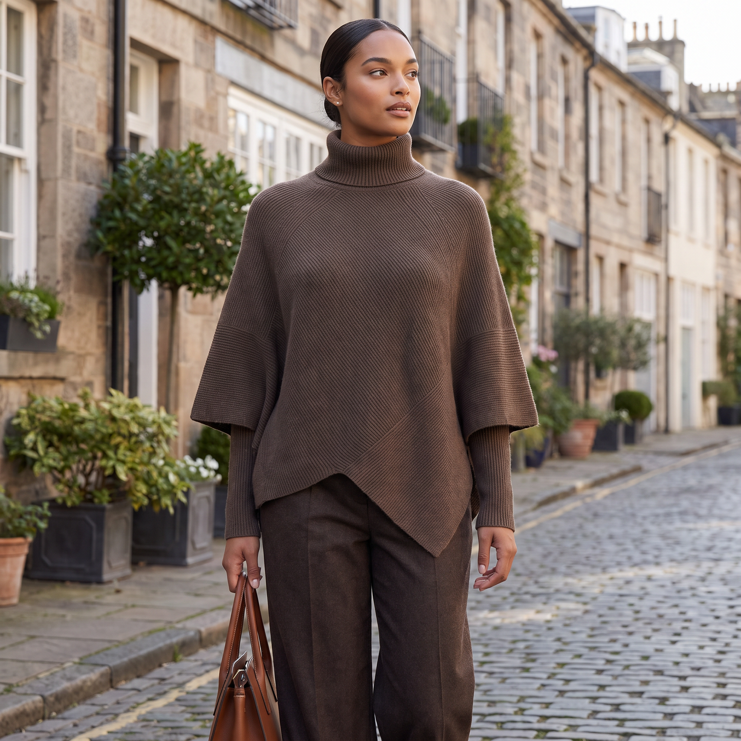Alessia gelaagde cashmere poncho