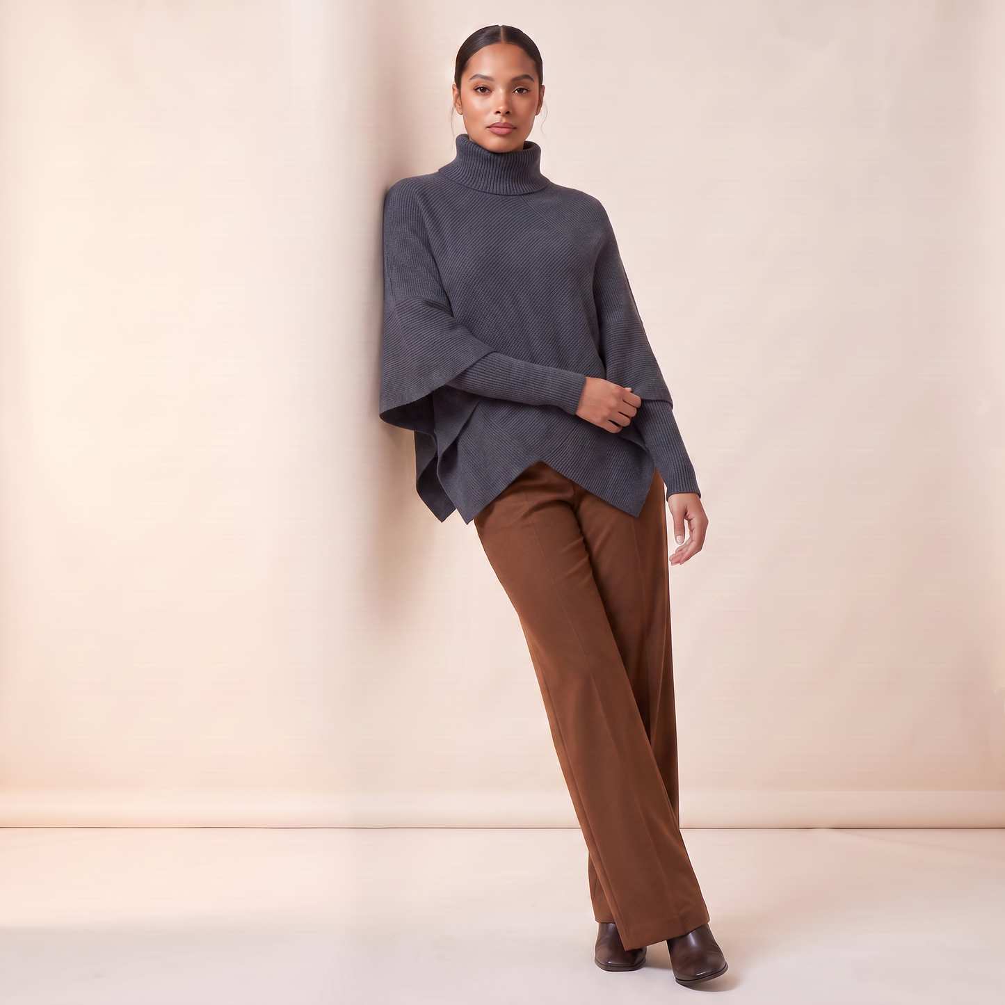 Alessia gelaagde cashmere poncho