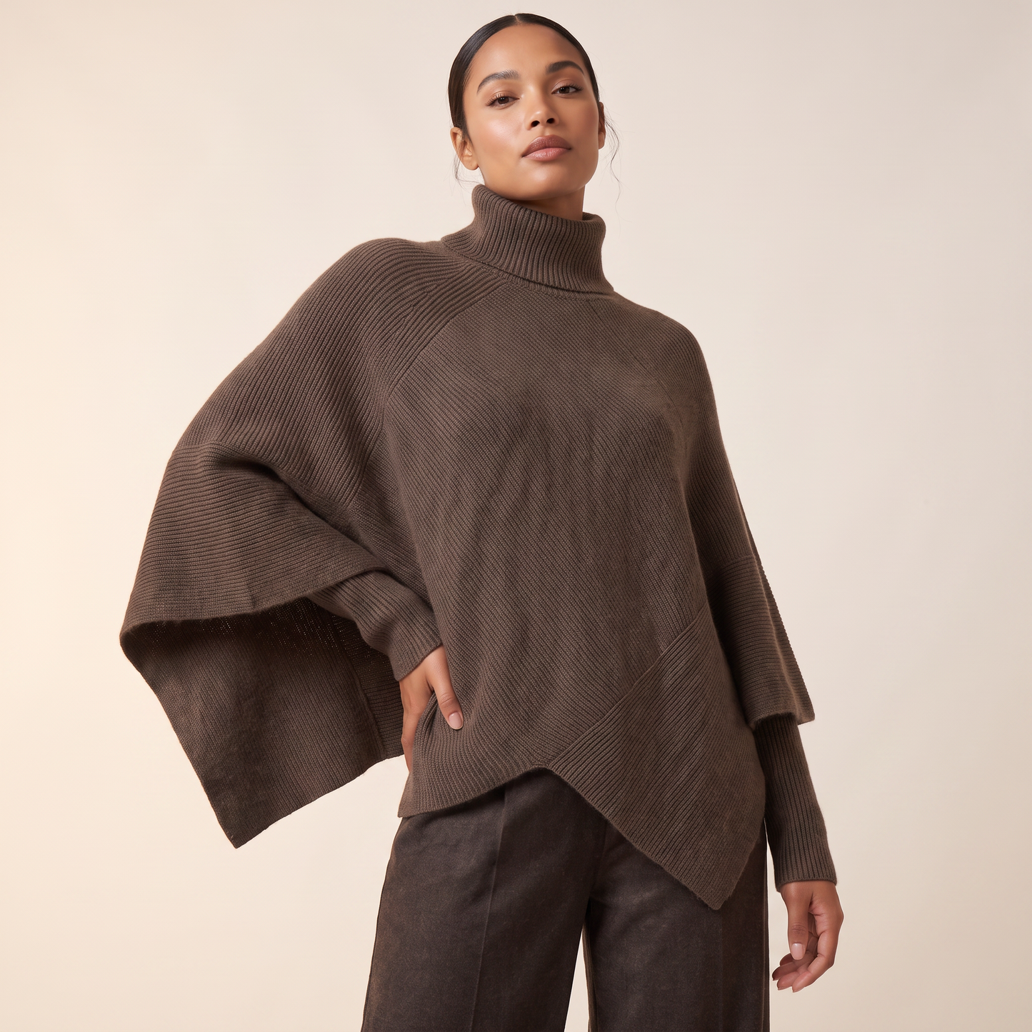 Alessia gelaagde cashmere poncho