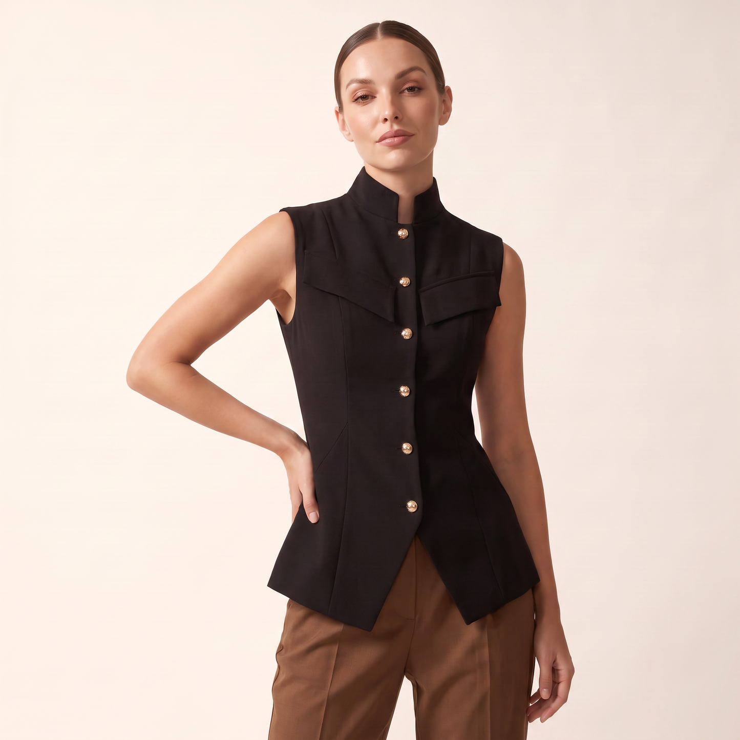 Lucienne peplumgilet met hoge kraag