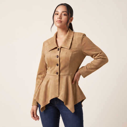 Ines Top met Knopen en Asymmetrische Peplum