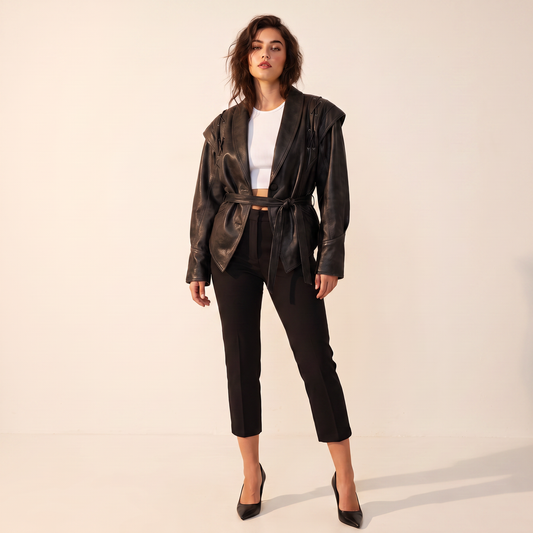 Gaia PU-Jack met Veterdetails op de Schouders