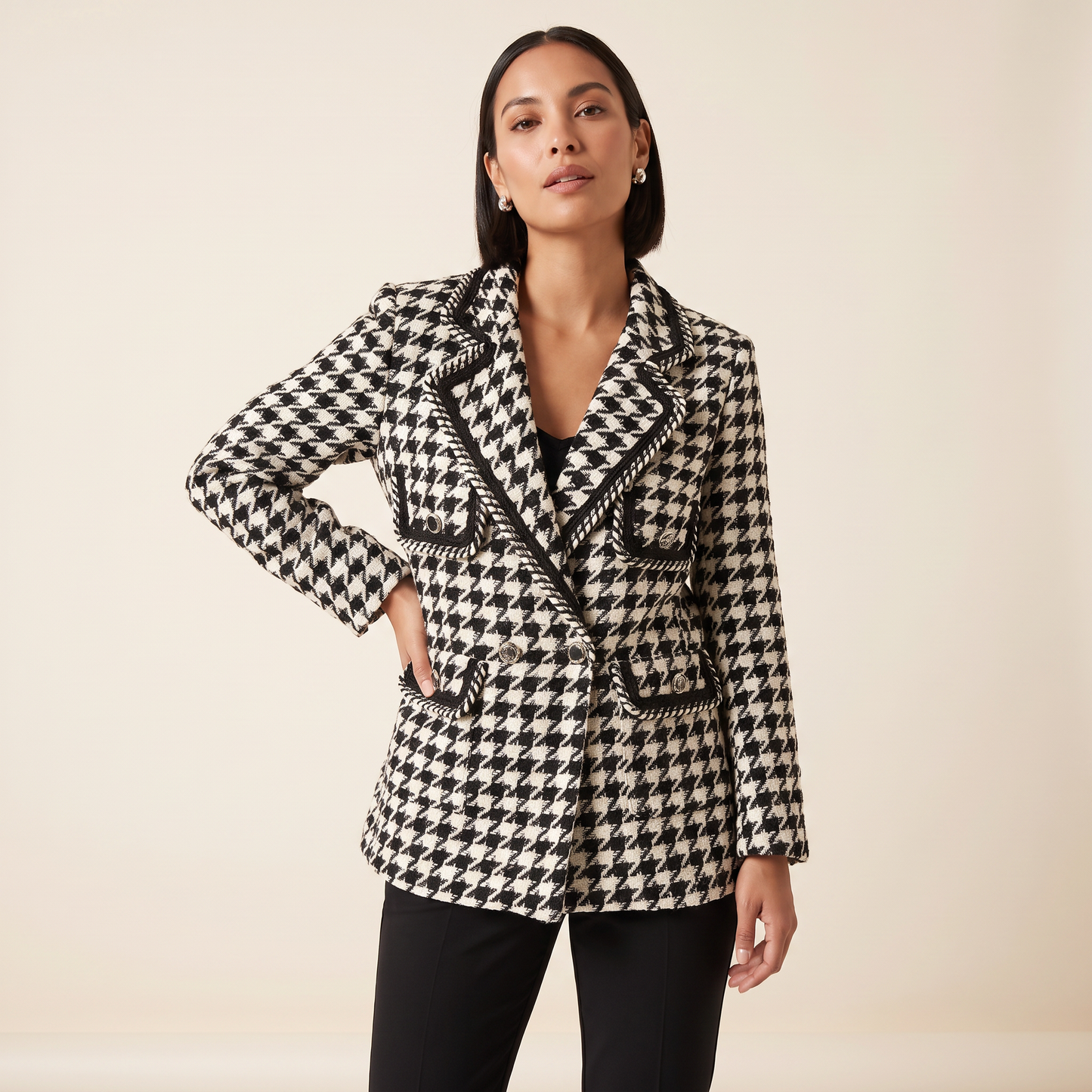 Vivienne Tweed Blazer met Pied-de-poule