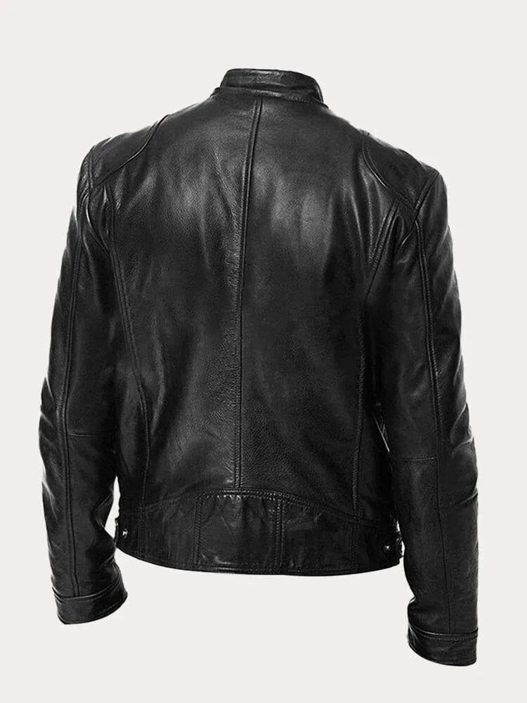 Men’s Black Coated Textile Zip Jacket