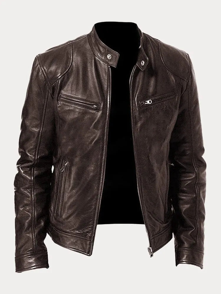 Men’s Black Coated Textile Zip Jacket