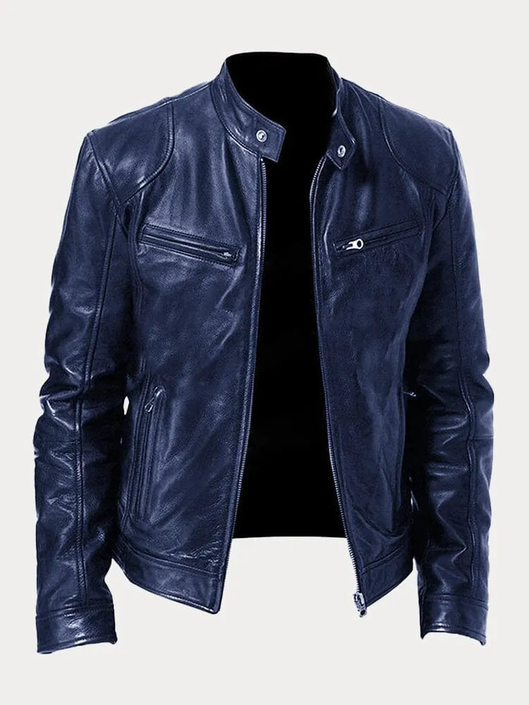 Men’s Black Coated Textile Zip Jacket