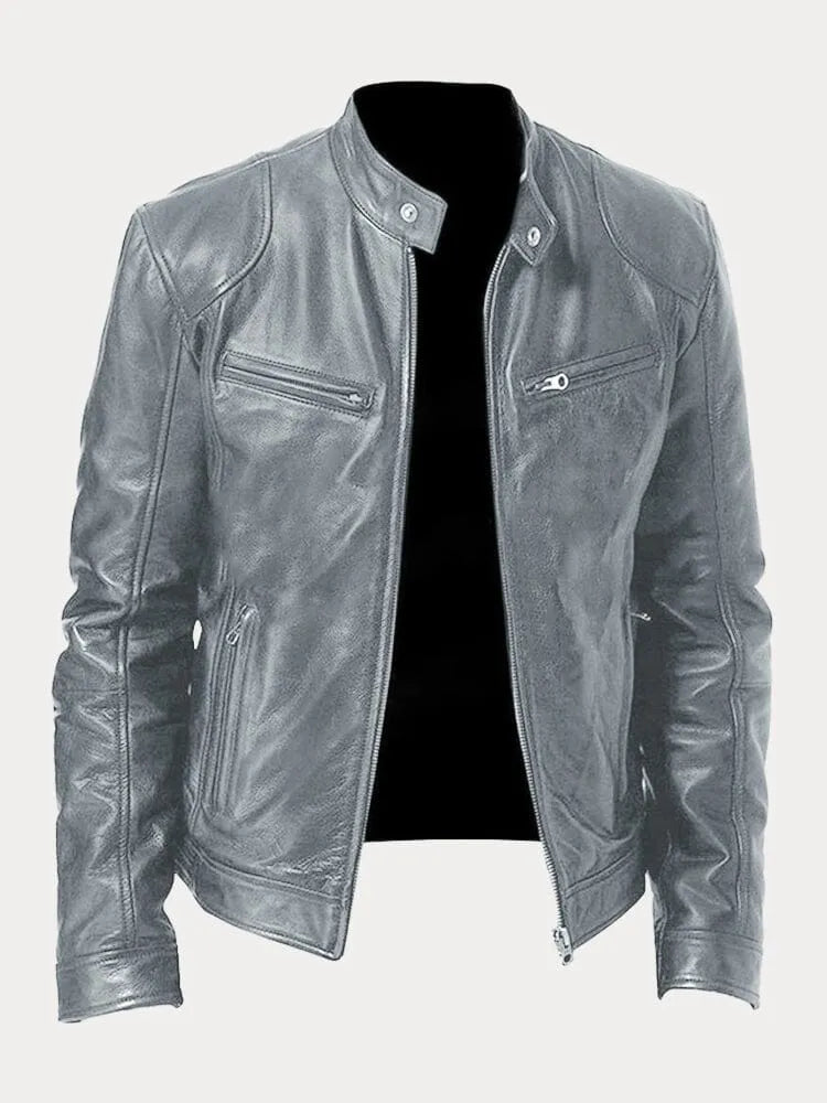 Men’s Black Coated Textile Zip Jacket