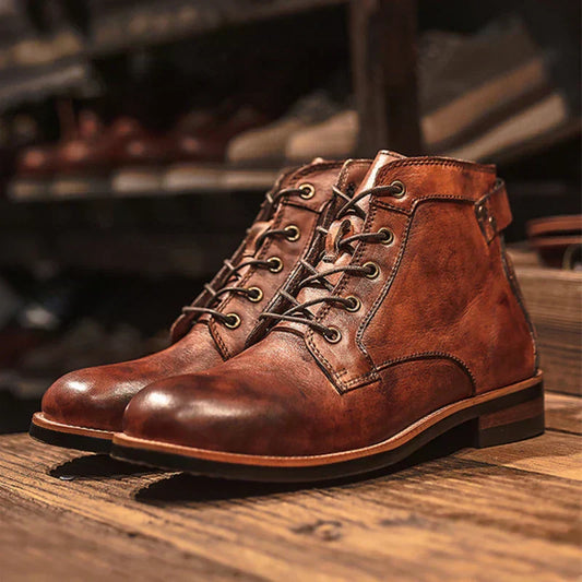 Men’s Heritage Lace-Up Ankle Boots With Structured Leather Upper
