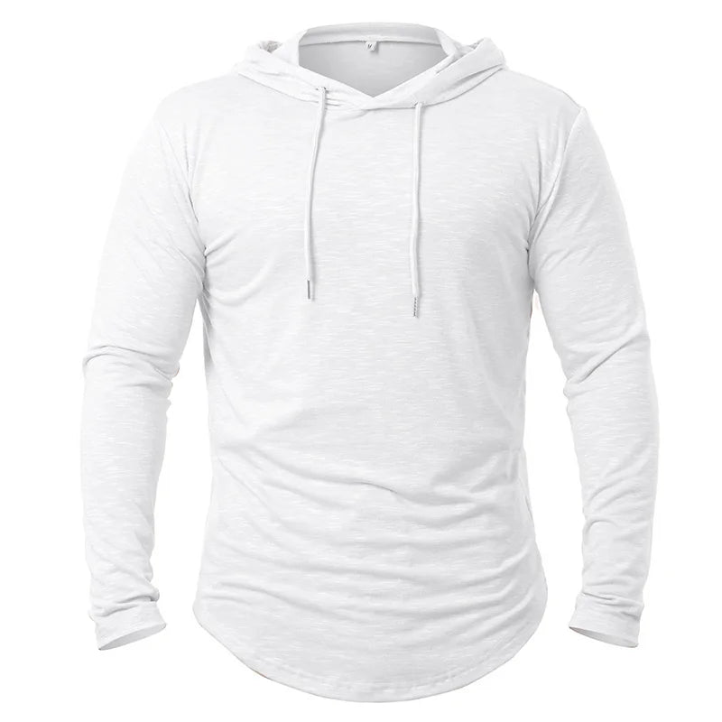Men’s Long Sleeve Hooded Shirt With Drawstring