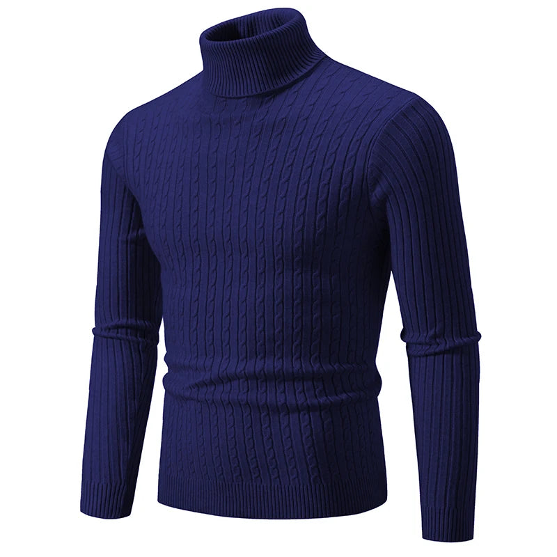 Men’s Cable Knit Turtleneck Long Sleeve Sweater