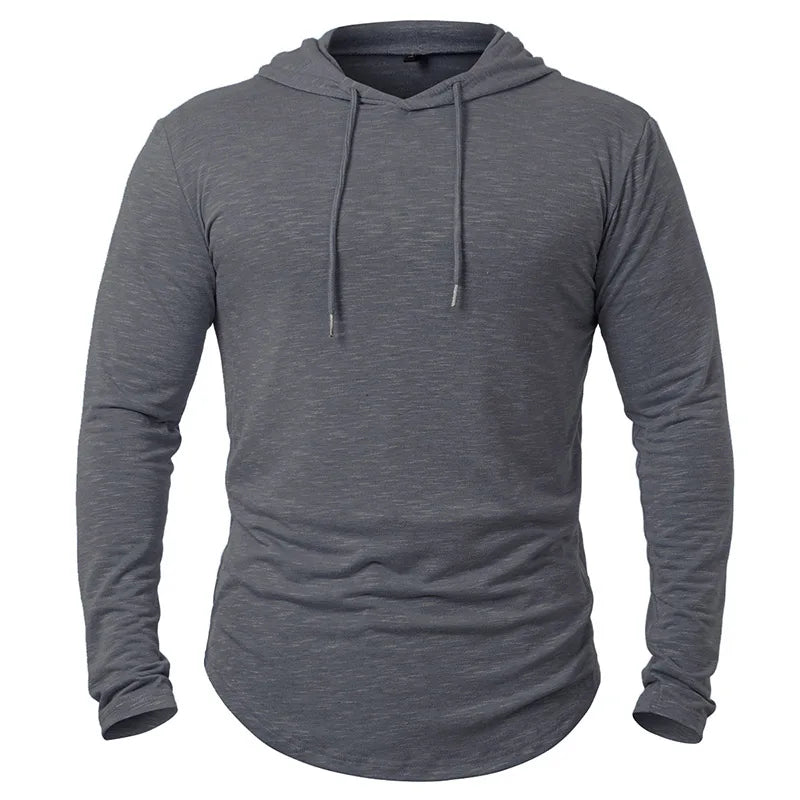 Men’s Long Sleeve Hooded Shirt With Drawstring