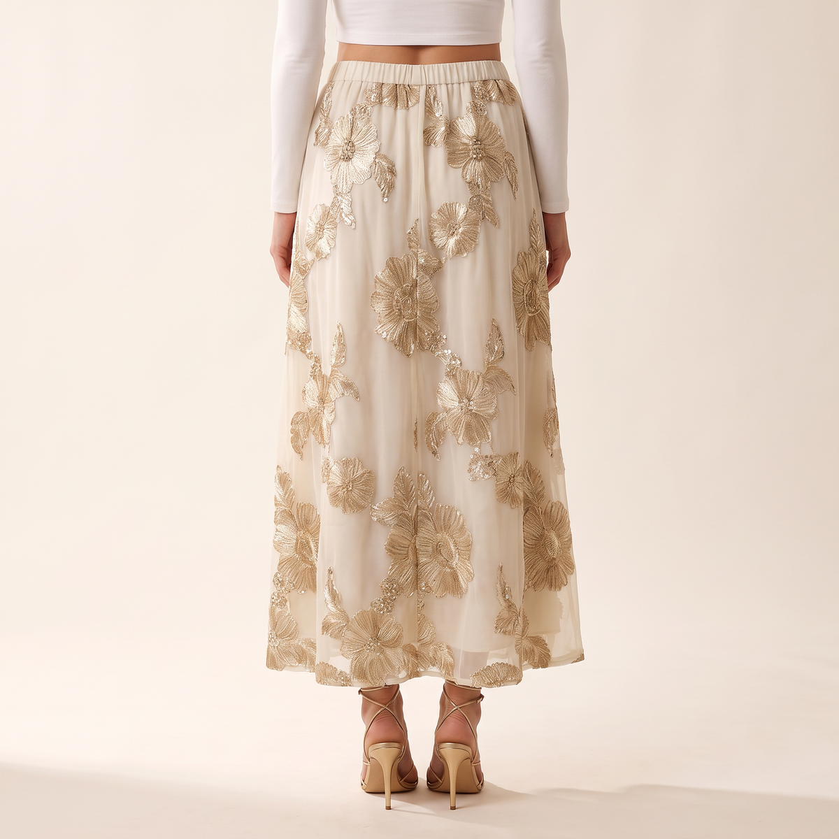 Seravelle maxi-rok met bloemenjacquard